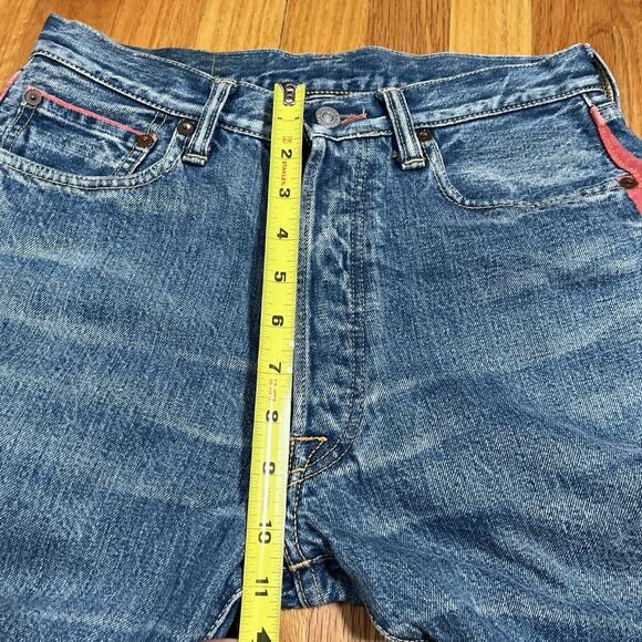 Kapital Red Stripe Blue Denim Jeans 28” x 31” Made in Japan Americana Button Fly - Picture 7 of 14